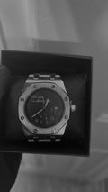 Silver and black custom quartz watch